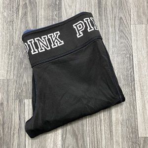 VICTORIA'S SECRET Elastic Waist Reversible Black Blue Yoga Leggings Women's 10